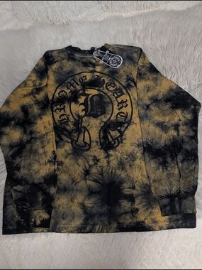 Chrome Hearts Black & Mustard Tie-Dye Pocket Long Sleeve Tee